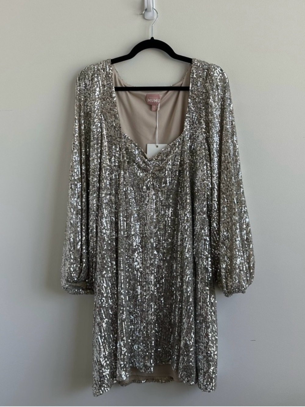 Show Me Your MuMu Silver Sequin V-Neck Slip Dress